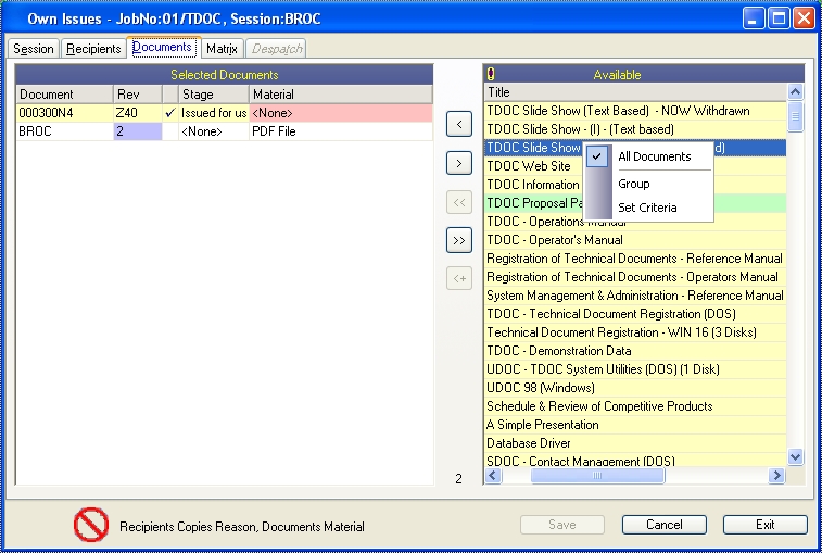 Selection Own Documents